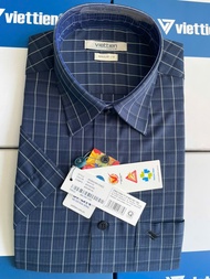 Áo sơ mi nam Việt Tiến tay ngắn vạt ngang (6S0842)