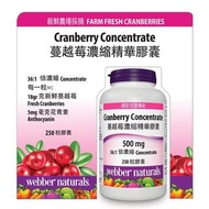 Costco好市多代購 附購買證明 蔓越莓濃縮精華膠囊 250粒-Webber Naturals Cranberry Concentrate 250 Capsules