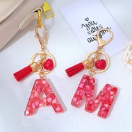 1Pcs Creative Heart A-Z Letter Keychain Simple Red 26 Initials Keyring Gift Souvenir Handbag Pendant