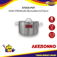 STAINLESS STEEL POT HIGH PREMIUM STOCK POT 26cmx26cm APH01-260150 AKEBONNO