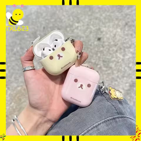 Cute Cartoon Rilakkuma Bear Earphone Case For Airpods 4 2 3 1 Pro 3 2 Wireless Bluetooth Headset Pro