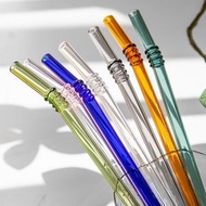 JPE - 彩色耐熱玻璃吸管 透明水杯彎飲管 創意玻璃吸管 果汁飲料管 創意攪拌棒 玻璃飲管 玻璃飲筒 打卡餐具