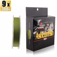 Ashconfish 9 Strands 300M Braided Fishing Line PE Line Pure Color X9 Braid Line 15-90LB