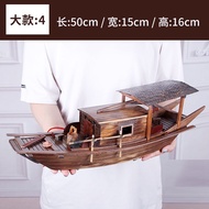 Jiangnan เรือเซลเลอร์ทาวน์ทำจากไม้สำหรับตกปลาทรงพุ่มสีดำทำจากไม้เนื้อแข็งเรือหัตถกรรมจีนเรือตกแต่งห้