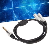 6.35mm Mono Male Plug To Dual 6.35mm Female Jack Cable 1 in 2 Out Stereo 6.35mm Splitter Y Cable for