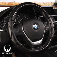 SOARFLY CAR STEERING WHEEL COVER 37-38CM UNIVERSAL GENUINE SHEEP SKIN STEERING COVER + CARBON