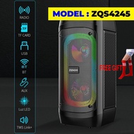 100% Free Gift Wireless Speaker ZQS-4245 Best Sound with Light, Mike, Speaker Besar Tinggi (Sound Sy
