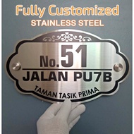 (Stainless Steel) Engraved Modern House Number &amp; Address Sign Plate Board Sheet Plaque Tablet