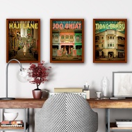 SET OF 3 Wall Decoration Poster 30X40CM ART PRINTS WITH FRAMES (Singapore Retro Travel A)