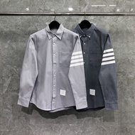 Q8K0 thombrowne Shirt Men's Classic Solid Color Flannel White Four-Bar Pure Cotton Oxford Spinning S