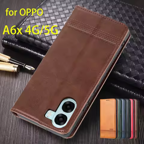 Deluxe Magnetic Adsorption Leather Fitted Case for OPPO A6x 4G / OPPO A6x 5G Flip Cover Protective C