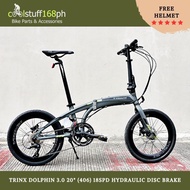 CS168ph Trinx Dolphin 3.0 20" (406) 18spd Hydraulic Disc Brake Alloy Folding Bike w/ FREE HELMET