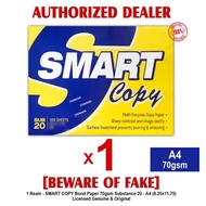 SMART COPY Bond Paper Papers A4 Size 8.25x11.75in 70gsm Substance 20 YELLOW label - 1 Ream