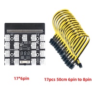 Breakout Board 17 Port 6Pin LED Display Power Module Server Card 6Pin to 8Pin Cable for 1200W 750W P