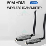 DigitCont - HDMI 無線延長器 高清影音擴展 50米收發器 5.8G高頻寬家庭會議用 筆記本電視傳輸高清視頻無線收發器【有天線】