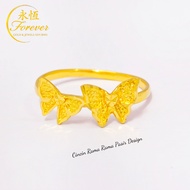 Forever Cincin Rama Rama Pasir Design Emas 916 (1.57gram+/-)/ Frosted Butterfly Ring Gold 916 (YR265
