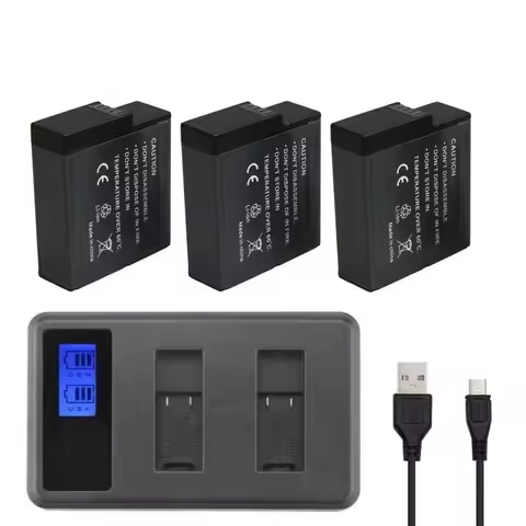 Clownfish USB LCD Dual Port 3 Way Charger 501 Power Charger Charging for Gopro Hero 56 7 8 Black Cam