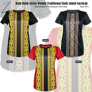 (Small Cutting) Pakaian Perempuan Baju Batik Jersey Traditional Etnik Sabah Sarawak Sumandak Perempu