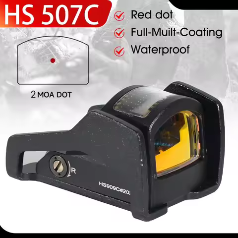 HS 507C Mini Red Dot Sight Solar Power Holographic Collimator Tactical Pistol Airsoft Rifle Shooting