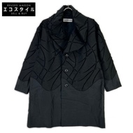 三宅一生 17AW IM74FD503 黑色羊毛拼接披肩領大衣 1 碼 [二手]