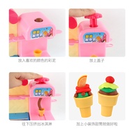 Creative DIY Ice Cream Shop Toy Dough Pretend Play Set Clay Plasticine Ice Cream Machine with Light Music Popsicle Maker