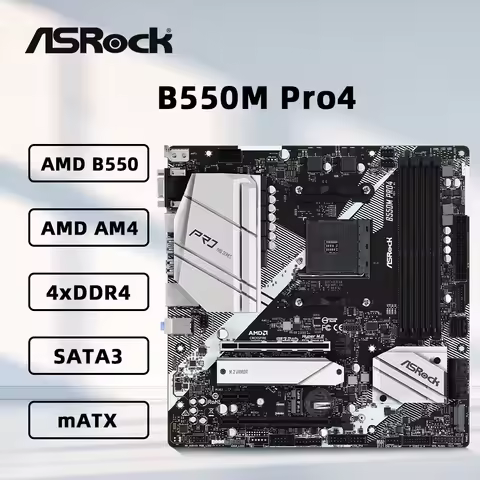 ASRock B550M Pro4 Motherboard Support AM4 Ryzen 9 5900X 3900X Ryzen 7 5800x3D 5700x3D Ryzen 5 5600X 