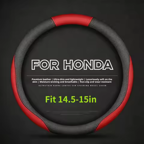 37-38CM leather stitching steering wheel cover is suitable for Honda Accord, CR-V, Pilot, Passport,