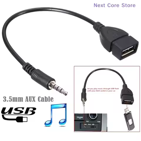 [NC]1Pc 3.5mm Male Audio AUX Jack To USB 2.0 Type A Female Converter Adapter Cable[NC]