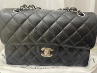 (可議）chanel classic flap cf small 23cm  黑銀牛皮