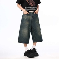 seluar jeans perempuan mom jeans celana jeans wanita Seluar jeans berkaki lebar Amerika untuk lelaki