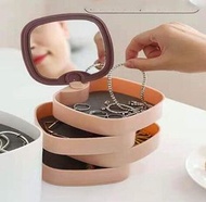 其他品牌 - 新款帶化妝鏡旋轉四層首飾收納盒便攜式迷你小精致桌面兒童首飾盒