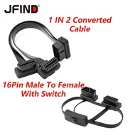 OBD Cable 30cm 1 to 2 Converted Cable 60cm OBD2 16 pin Male to Female Flat Extension Cable With Swit