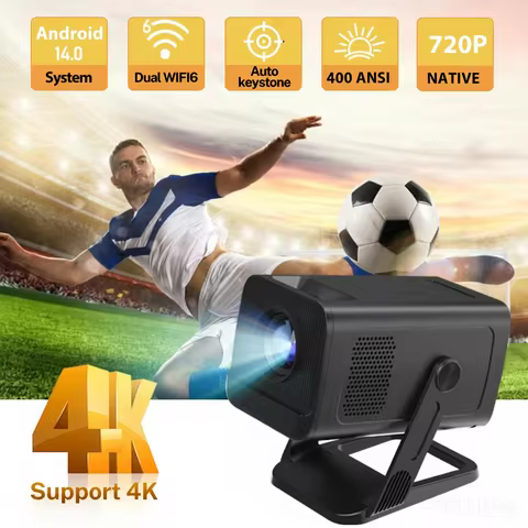 LYNCast Smart Projector with Android 14.0 & WiFi 6, 4K Support, 720P Native, Wireless Screen Mirrori
