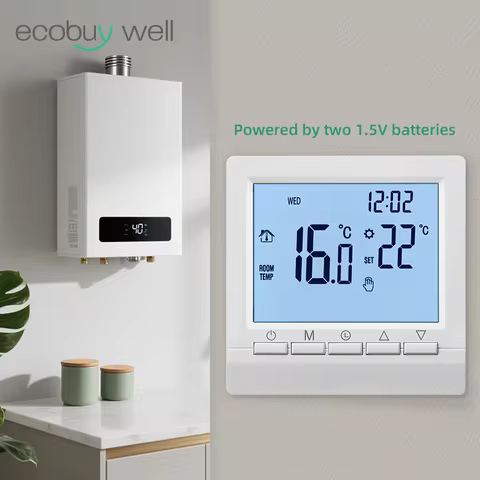 Gas Boiler Thermostat Room Battery-Powered Boiler Thermostat Water Heating DigitalTemperature Contro