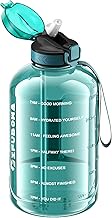 GIFUBOWA 3l Large Water Bottle with Straw and Time Marker 0.8 Gallon/105oz Huge Sport Big Drinking G