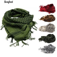 【seafeel】Lightweight Plaid Tassel Arab Desert Shemagh KeffIyeh Scarf Wrap Pashmina