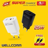 NEW WELLCOME BATOK CHARGER PORT USB AND TYPE C 2 WATT