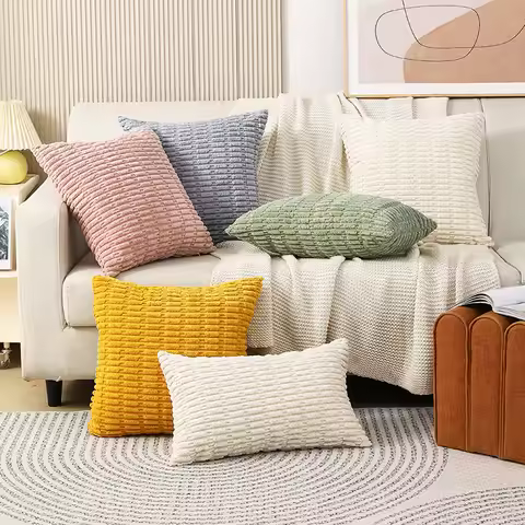 45x45cm New Corduroy Pillowcase Nordic Solid Color Simple Square Cushion For Office Home Sofa Decora