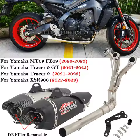 For YAMAHA MT09 MT-09 FZ09 XSR900 Tracer 9 GT MT 2020 - 2023 Motorcycle Exhaust Escape Systems Front