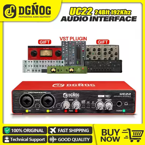 UC22 Audio Interface Sound Card with USB 3.0 Monitor Guitar Recording Computer Professional Sound Ca