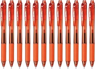 Pentel EnerGel-X Retractable Liquid Gel Pen (0.5mm) Needle Tip, Fine Line, Orange Ink, Box of 12 (BLN105-F)