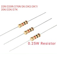 10pcs Resistor 0.25w +-5% (22R/220R/270R/2K/2K2/2K7/20K/22K/27K)