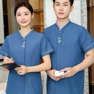 in stock Hotel Guest Room Cleaner Uniform Short Sleeve Waiter Work Clothes Property Housekeeping Hos