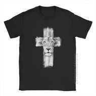 Cool Lion Of Judah Jesus T Shirt Men Cross Lion Tee Shirts Mans Custom Male Tshirt Valentine'S 3Xl T