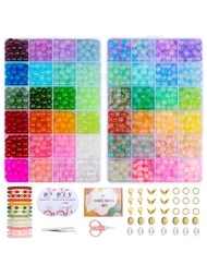 Set de 960 piezas de cuentas de cristal de 8 mm para hacer pulseras y collares con accesorios para la fabricación de joyas