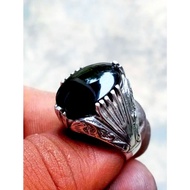 PERMATA AKIK YAMAN HITAM ASLI SILVER 925