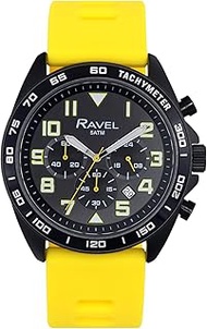 Plus - Black Chronograph Sports Watch for Men (46 mm) with Silicone Strap - 50 m Waterproof - Japane