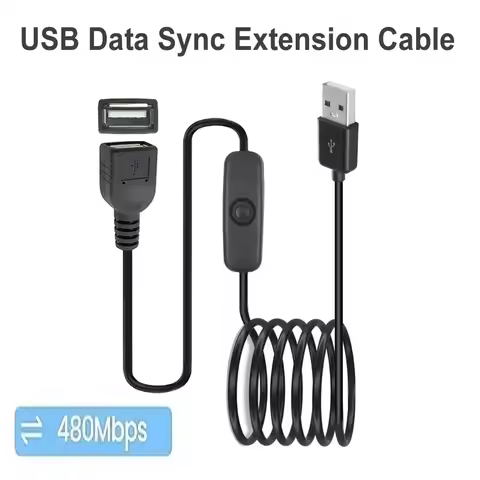 USB Switch Extension Cable, (Data + Power) USB Extension Cord with On/Off Power Switch Cable for PC 