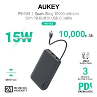 Aukey PB-Y53 Spark Sling 10000mAh Lite Slim Power Bank w Built-in USB-C Cable (24 Months Warranty)