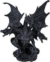 Ebros Gift Gothic Faux Stone Ancient Legendary Five Headed Dragon Hydra Roaring Statue 9" Tall Dunge